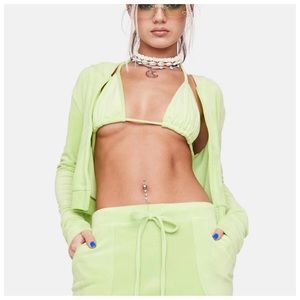 Dolls Kill Lime Chill Mode 3-Piece Velour Set size S